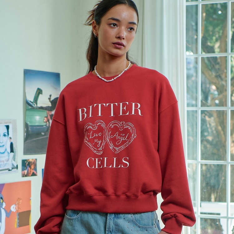 바잇미 :: [BITTER CELLS X BITE ME] Love You Sweat Shirt-Red